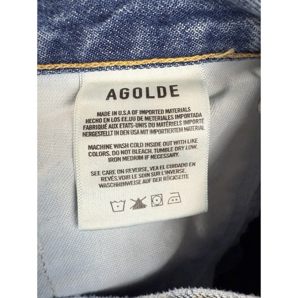 AGOLDE 90's Jean Women's 26x28 High‎ Rise Distressed Ripped Denim Button Fly - Picture 5 of 13